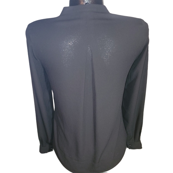 Mexx Black Button Front Semi Sheer Blouse 4 - Picture 5 of 6